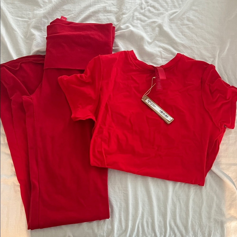 Skims matching two piece lounge set with fold over yoga pants